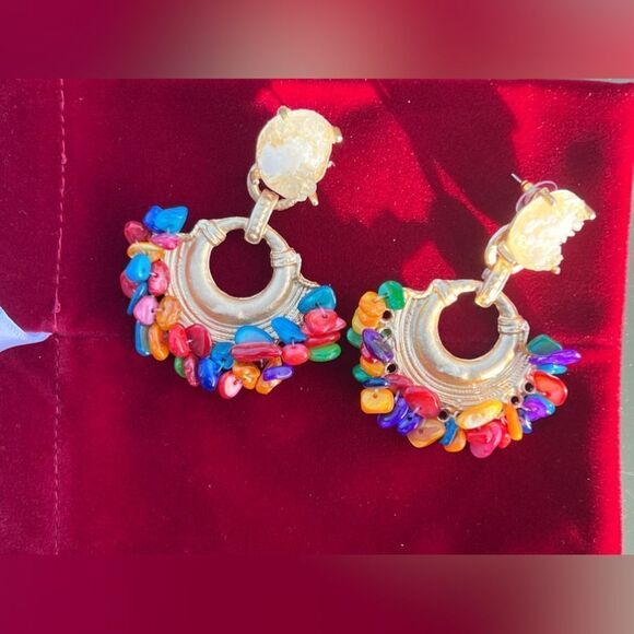 Multicolor Stone Drop Earrings - Picture 10 of 13